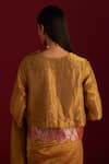 Shop_Shorshe Clothing_Gold Handloom Tissue Plain Round Angrakha Neck Blouse _at_Aza_Fashions