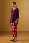 Shorshe Clothing_Purple Brocade Woven Floral Plain Top With Flower Pant _Online_at_Aza_Fashions