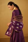 Shorshe Clothing_Purple Handloom Tissue Woven Floral Flower Brocade Dupatta _Online_at_Aza_Fashions