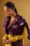 Shop_Shorshe Clothing_Purple Handloom Tissue Woven Floral Flower Brocade Dupatta _Online_at_Aza_Fashions