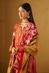 Shop_Shorshe Clothing_Red Handloom Tissue Woven Floral Botanical Brocade Dupatta _at_Aza_Fashions