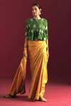 Buy_Shorshe Clothing_Green Brocade Woven Floral Round Empireline Blouse _Online_at_Aza_Fashions