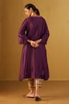 Shop_Shorshe Clothing_Purple Kurta And Pant Chanderi Embroidery Mehraab Oonch Neech A-line & Set _at_Aza_Fashions