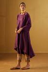 Shorshe Clothing_Purple Kurta And Pant Chanderi Embroidery Mehraab Oonch Neech A-line & Set _at_Aza_Fashions