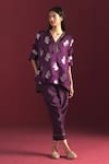 Buy_Shorshe Clothing_Purple Brocade Woven Floral V Neck Rajbaari Kaftan Top With Pant _at_Aza_Fashions