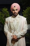 Soniya G_Ivory Raw Silk Embroidery Flora Vine Sherwani Set _Online_at_Aza_Fashions