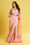 Buy_Surily G_Pink Crepe Hand Embroidery Pearls Sweetheart Neck Blouse _at_Aza_Fashions