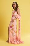 Shop_Surily G_Pink Crepe Hand Embroidery Pearls Sweetheart Neck Blouse _at_Aza_Fashions