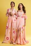 Surily G_Pink Crepe Hand Embroidery Pearls Sweetheart Neck Blouse _Online_at_Aza_Fashions