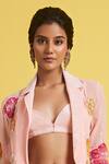 Buy_Surily G_Pink Crepe Beads V-neck Hand Embroidered Bralette _at_Aza_Fashions