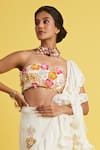 Buy_Surily G_Ivory Crepe 3d Floral Hand Embroidered Bralette _at_Aza_Fashions