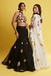 Buy_Surily G_Black Organza Hand Embroidered Cut Dana Fish Lehenga Skirt _Online_at_Aza_Fashions