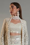 Shop_Surily G_Ivory Crepe Sheesha Embroidered Crop Top _at_Aza_Fashions