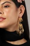 Shop_Itrana_Gold Plated Cut Work Geometric Chain Danglers _at_Aza_Fashions