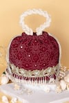 Buy_AMYRA_Maroon Thread Monroe Embroidered Bucket Bag _at_Aza_Fashions