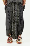 Aseem Kapoor_Black Natural Crepe Printed Polka Mitra Kurta And Draped Trouser Set  _Online_at_Aza_Fashions