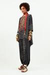 Aseem Kapoor_Black Natural Crepe Printed Polka Mitra Kurta And Draped Trouser Set  _at_Aza_Fashions