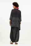 Shop_Aseem Kapoor_Black Natural Crepe Printed Polka Mitra Kurta And Draped Trouser Set  _at_Aza_Fashions
