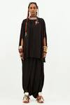 Shop_Aseem Kapoor_Black Ritu Kaftan Top And Draped Trouser Set_Online_at_Aza_Fashions