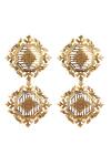 Itrana_Gold Plated Beads Hand Knotted Embellished Earrings _at_Aza_Fashions