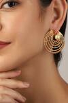 Shop_Itrana_Gold Plated Beads Circular Studs _Online_at_Aza_Fashions