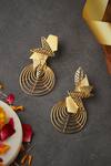 Buy_Itrana_Gold Plated Cut Work, Chains Circular Cutwork Earrings _Online_at_Aza_Fashions