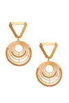 Buy_Itrana_Gold Plated Cut Work, Chains Geometric Shaped Earrings _at_Aza_Fashions
