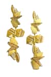 Itrana_Gold Plated Cut Work, Chains Abstract Pattern Cutwork Earrings _at_Aza_Fashions
