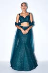 Buy_Niamh By Kriti_Blue Lycra Embroidered Sequin Embellished Mermaid Lehenga Set _at_Aza_Fashions