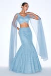 Buy_Niamh By Kriti_Blue Organza Embroidered Scalloped Embellished Mermaid Lehenga With Blouse _at_Aza_Fashions