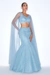 Buy_Niamh By Kriti_Blue Organza Embroidered Scalloped Embellished Mermaid Lehenga With Blouse 