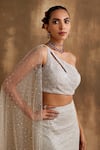 Niamh By Kriti_Silver Lycra Embroidered Sequin One Embellished Mermaid Lehenga With Blouse _at_Aza_Fashions