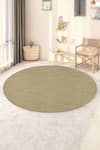 Buy_Kaleen India_Beige 60% Wool And 40% Jute Handwoven Stripe Pattern Mood Solid Round Rug _at_Aza_Fashions