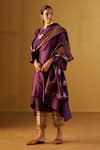 Shop_Shorshe Clothing_Purple Handloom Tissue Woven Floral Flower Brocade Dupatta _at_Aza_Fashions