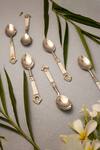 Buy Assemblage Silver Mother Of Pearl And Stainless Steel Spoons Set 6 at Aza Fashions Buy_Assemblage_Silver Mother Of Pearl And Stainless Steel Spoons Set 6_at_Aza_Fashions