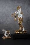 Buy_Assemblage_Gold Resin And Wood Kamal Krishna Idol_at_Aza_Fashions