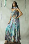 DOH TAK KEH_Multi Color Tencel Modal Base Printed Abstract Jhalla Wallah Lehenga  _at_Aza_Fashions