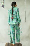 Shop_DOH TAK KEH_Blue Bemberg Fine Silk Printed Abstract Munni Blazer And Pant Set _at_Aza_Fashions