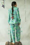 Shop_DOH TAK KEH_Blue Bemberg Fine Silk Printed Abstract Munni Slit Trouser  _at_Aza_Fashions