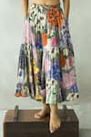 DOH TAK KEH_Grey Cupro Satin Embroidered Bead Gajre Re Hand Corset Skirt Set _at_Aza_Fashions