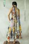 Shop_DOH TAK KEH_Grey Cupro Satin Embroidered Bead Gajre Re Hand Corset Skirt Set _at_Aza_Fashions