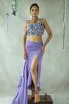 Buy_DOH TAK KEH_Purple Natural Crepe Embroidered Bead Square Neck Corset  _at_Aza_Fashions