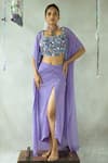 Shop_DOH TAK KEH_Purple Natural Crepe Embroidered Bead Square Neck Corset  _Online_at_Aza_Fashions