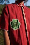 Buy Jodi Red Handloom Cotton Embroidery Cayenne Abstract Applique Shirt Buy_Jodi_Red Handloom Cotton Embroidery Cayenne Abstract Applique Shirt