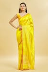 Buy_Mint N Oranges_Yellow Saree Pure Chanderi Silk Woven Zari Plain With Blouse Piece 
