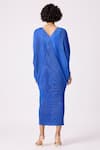Shop_Scarlet Sage_Blue Polyester Blaxed Textured Dress_at_Aza_Fashions