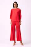 Shop_Scarlet Sage_Polyester Cora Textured Top And Pant Set_Online_at_Aza_Fashions