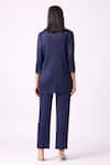 Shop_Scarlet Sage_Blue 100% Polyester Textured Spread Dari Fringe Shirt And Pant Set _at_Aza_Fashions