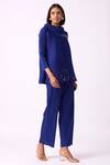 Buy_Scarlet Sage_Blue Polyester Pearls Turtle Neck Hazel Embellished Top And Pant Set