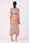 Shop_Scarlet Sage_Orange 100% Polyester Printed Abstract Geometric Trista Dress _at_Aza_Fashions